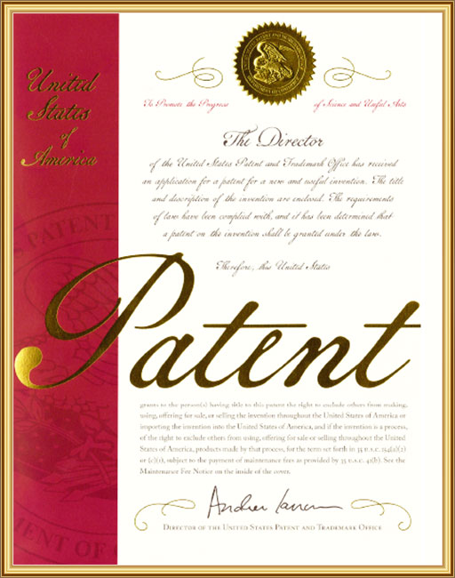 美国专利授权证书